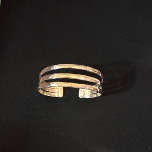 Elegant Hammered Silver Cuff Bracelet